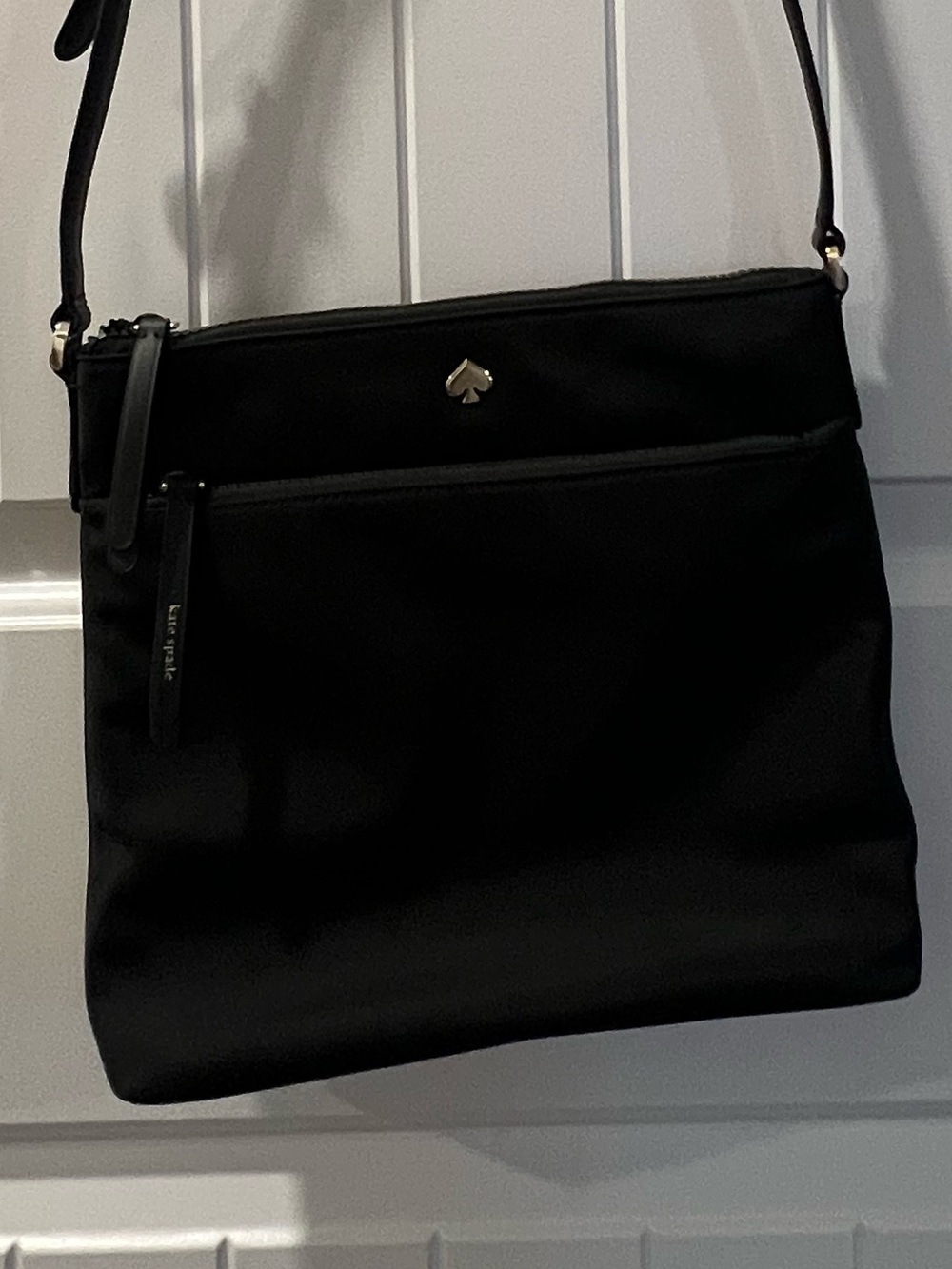 Kate Spade Jar black nylon crossbody with gold spade emblem